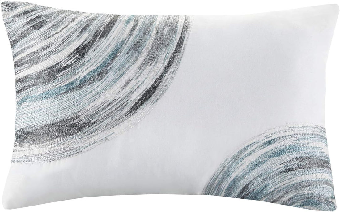 Juego de cama acolchado reversible a rayas en una bolsa de 8 piezas con juego de sábanas y almohada decorativa