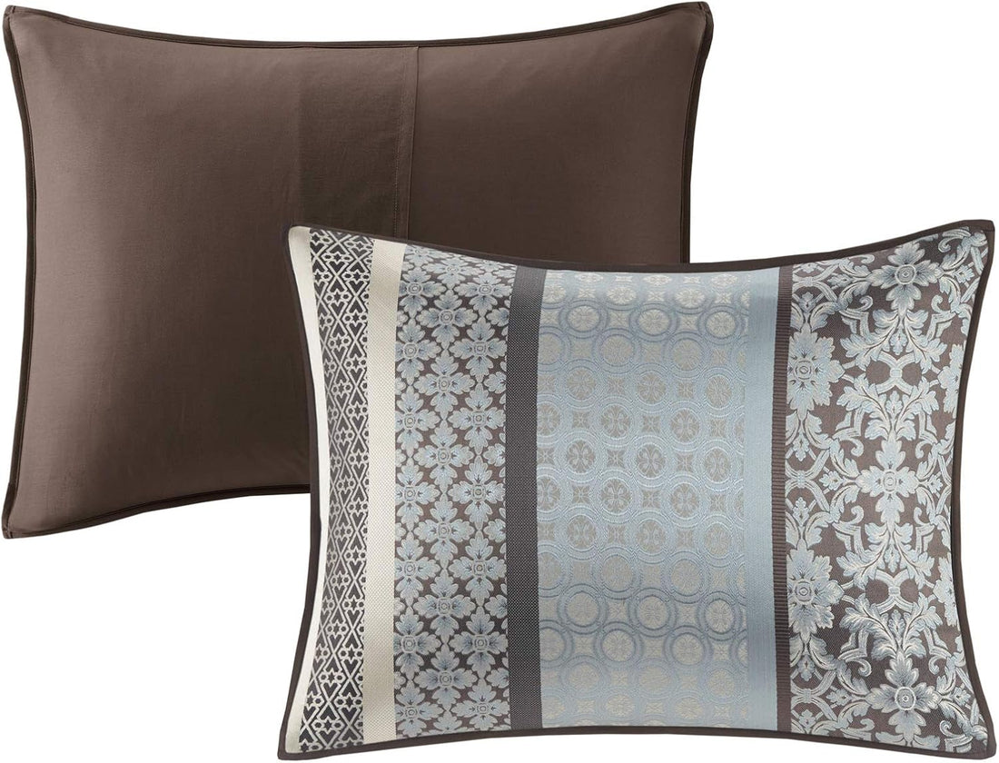 Luxe Jacquard with Damask Design Bed in a Bag Set - 7 Pcs. with Matching Shams, Bed Skirt