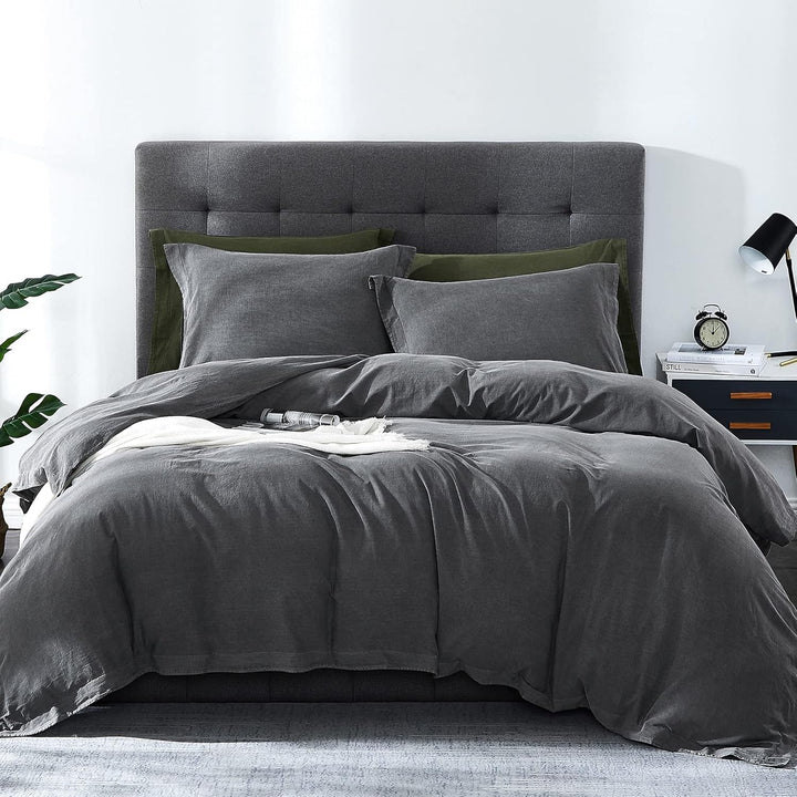 Ultra Soft Stone Washed Cotton Duvet Cover Set - 3 Pcs.