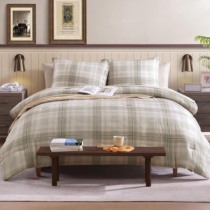 Classic Plaid Bed in a Bag Set - 7 Pcs Homestead-Style Comforter Set