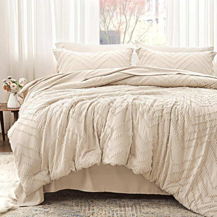 Tufted Bed in a Bag Set - 7 Pcs All Season Bedding Shabby Chic Comforter Sets
