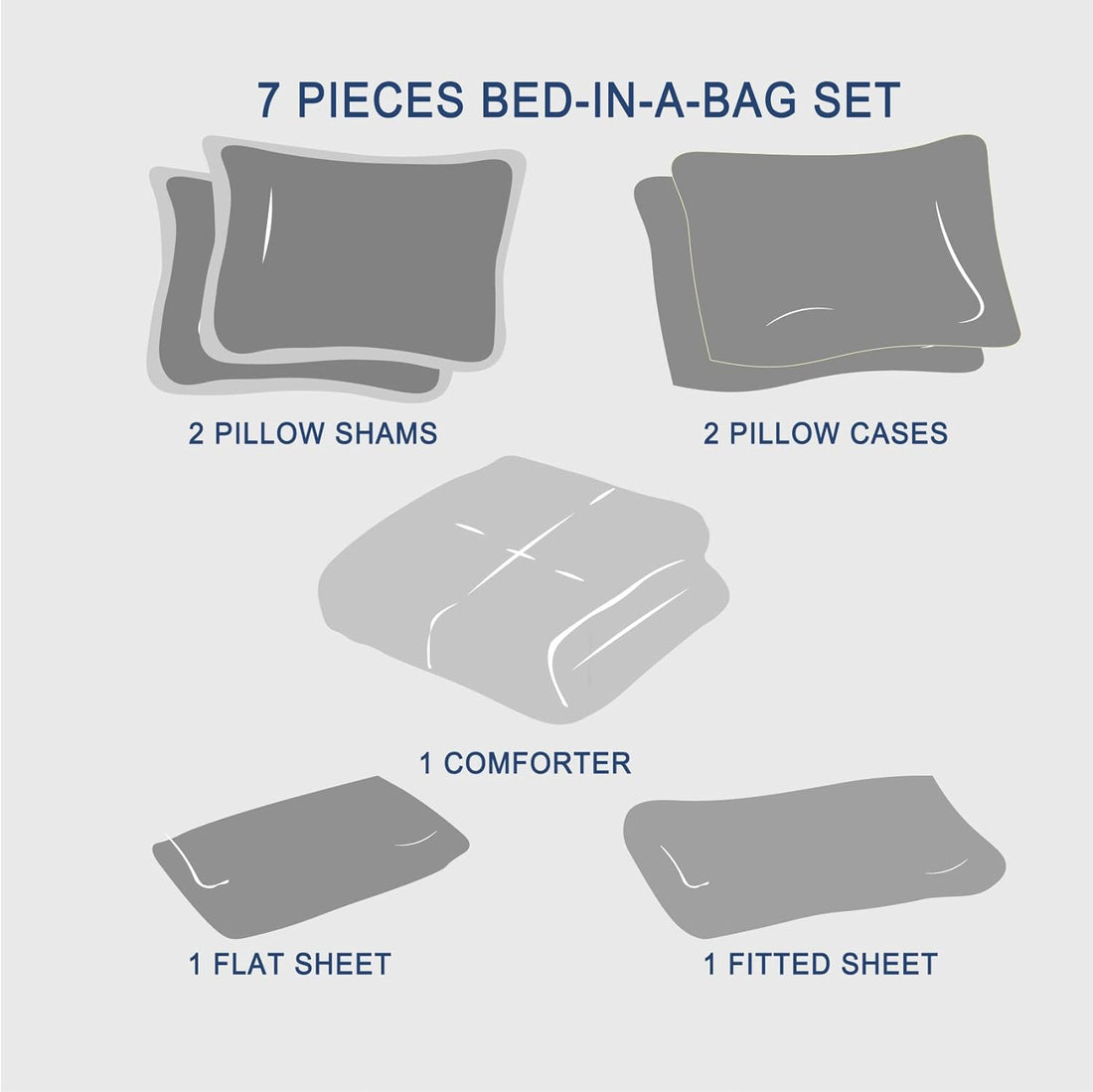 Tufted Bed in a Bag Set - 7 Pcs All Season Bedding Shabby Chic Comforter Sets