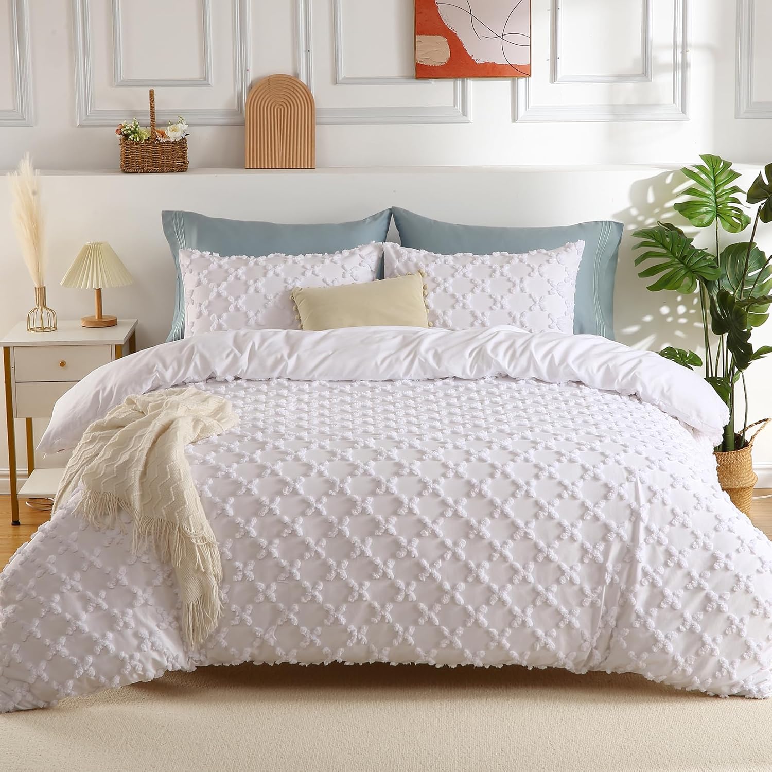 Bohemian Duvet Cover Set - 3 Pcs. All Season Tufted Embroidery