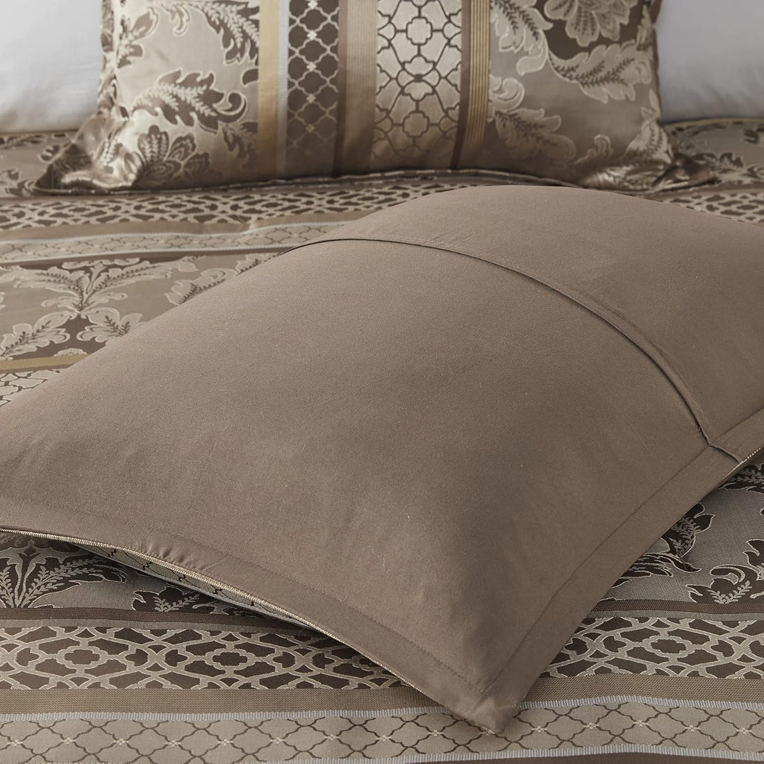 Luxe Jacquard with Damask Design Bed in a Bag Set - 7 Pcs. with Matching Shams, Bed Skirt