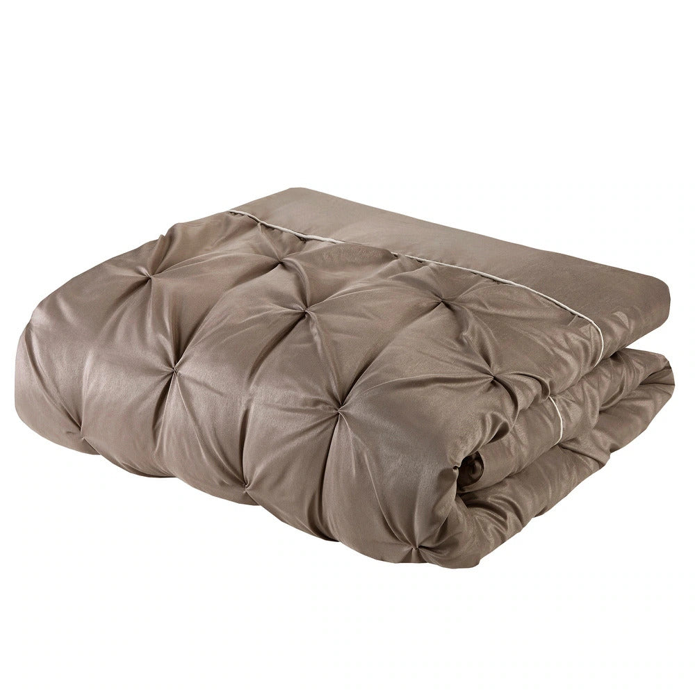 Luxe Faux Silk Tufted Diamond Room in a Bag Set - 24 Pcs. with Matching Curtains, Decorative Pillows