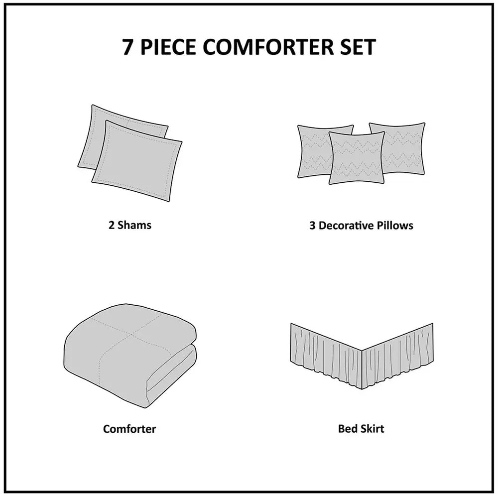 Juego de cama de gamuza de lujo con detalles a rayas en una bolsa: 7 piezas con fundas a juego y faldón de cama