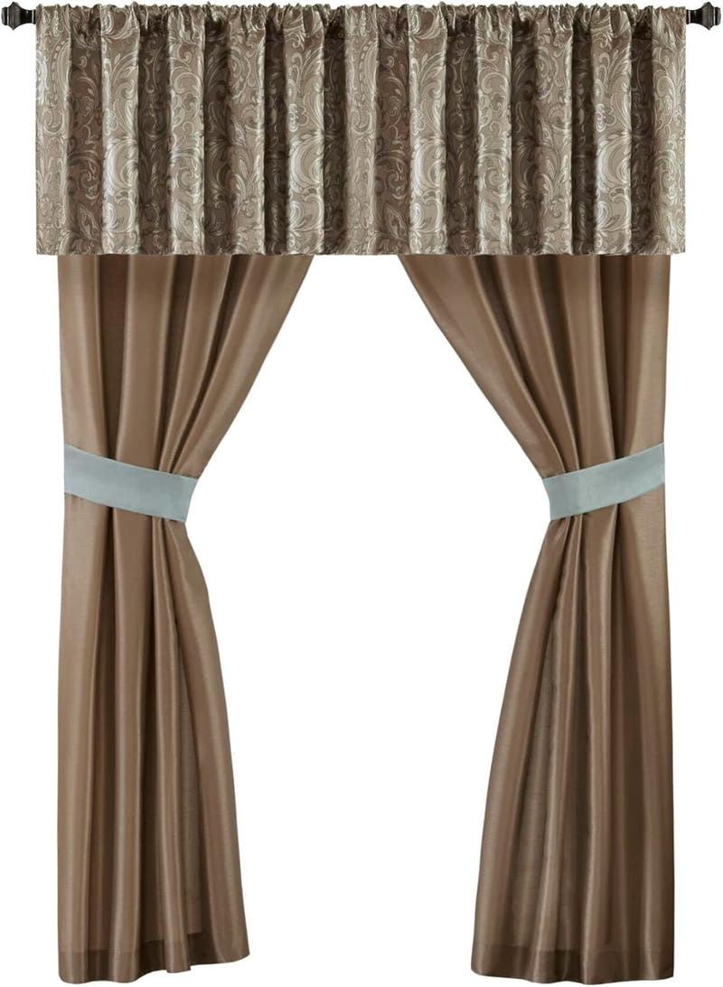 Luxe Faux Silk Jacquard Paisley Room in a Bag - 24 Pcs. with Matching Curtains, Decorative Pillows