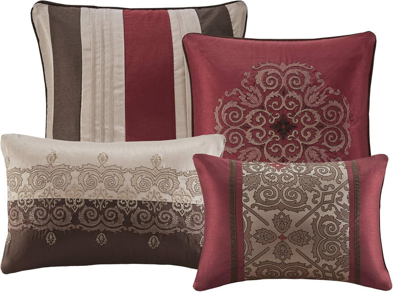 Conjunto de lujo: elegante conjunto de habitación en bolsa de satén, 24 piezas con cortinas y almohadas decorativas a juego 