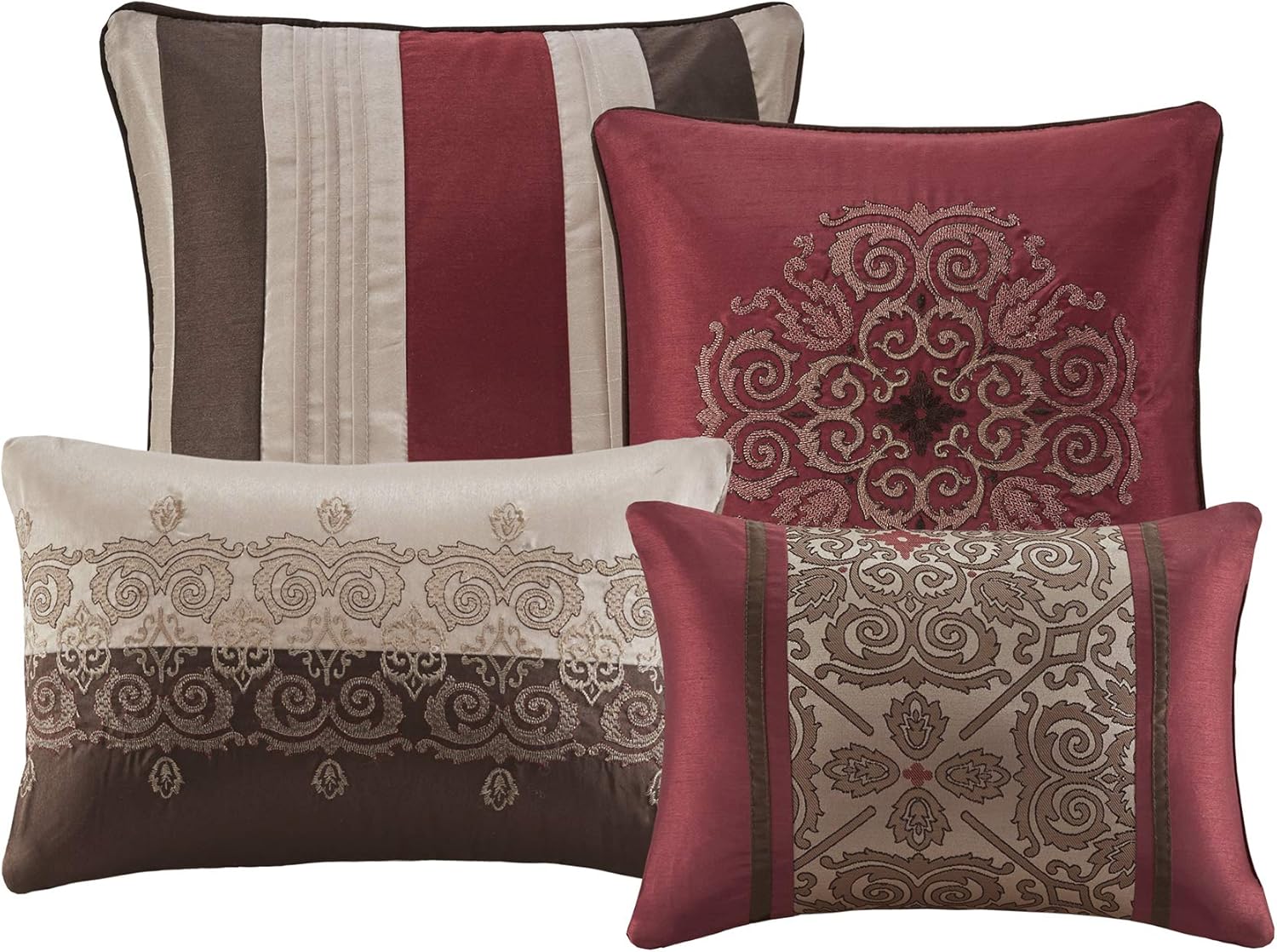 Conjunto de lujo: elegante conjunto de habitación en bolsa de satén, 24 piezas con cortinas y almohadas decorativas a juego 