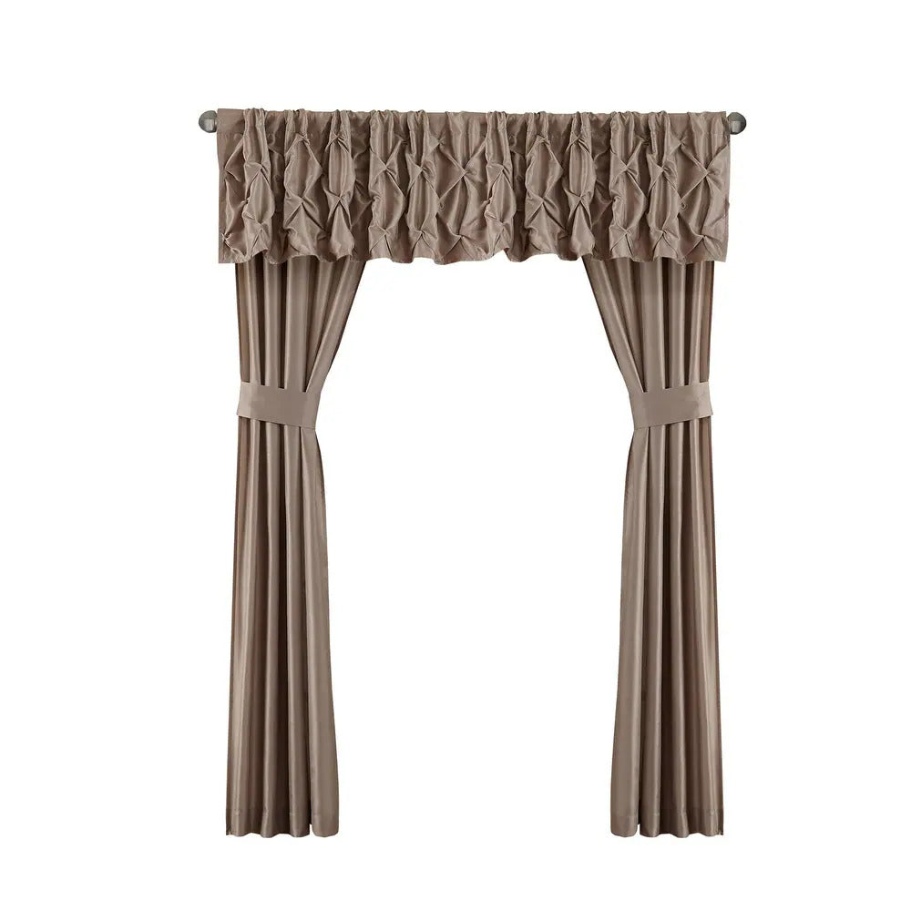 Luxe Faux Silk Tufted Diamond Room in a Bag Set - 24 Pcs. with Matching Curtains, Decorative Pillows