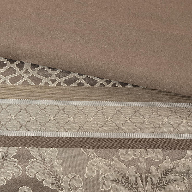 Luxe Jacquard with Damask Design Bed in a Bag Set - 7 Pcs. with Matching Shams, Bed Skirt
