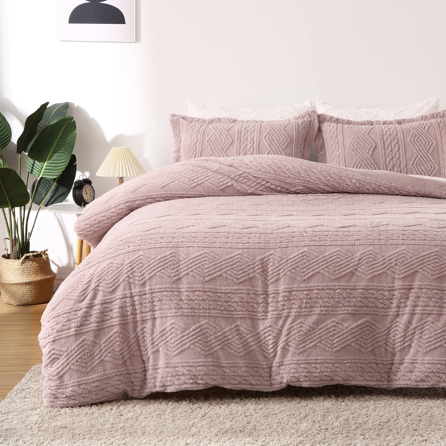 Fluffy Tufted Faux Fur Duvet Cover Set - 3 Pcs. Shaggy Fuzzy Sherpa