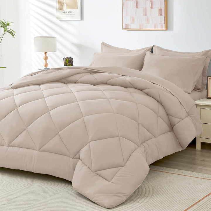 Reversible Modern Bed in a Bag Set - 7 Pcs Ultra Soft Comforter Set