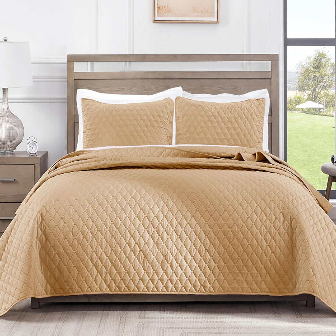 Reversible Ultrasonic All Season Quilt Set - 3 Pcs Lightweight Coverlet Set