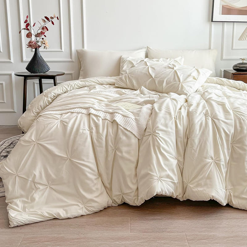 Juego de cama con pliegues modernos en una bolsa: juego alternativo de 7 piezas con pliegues hacia abajo