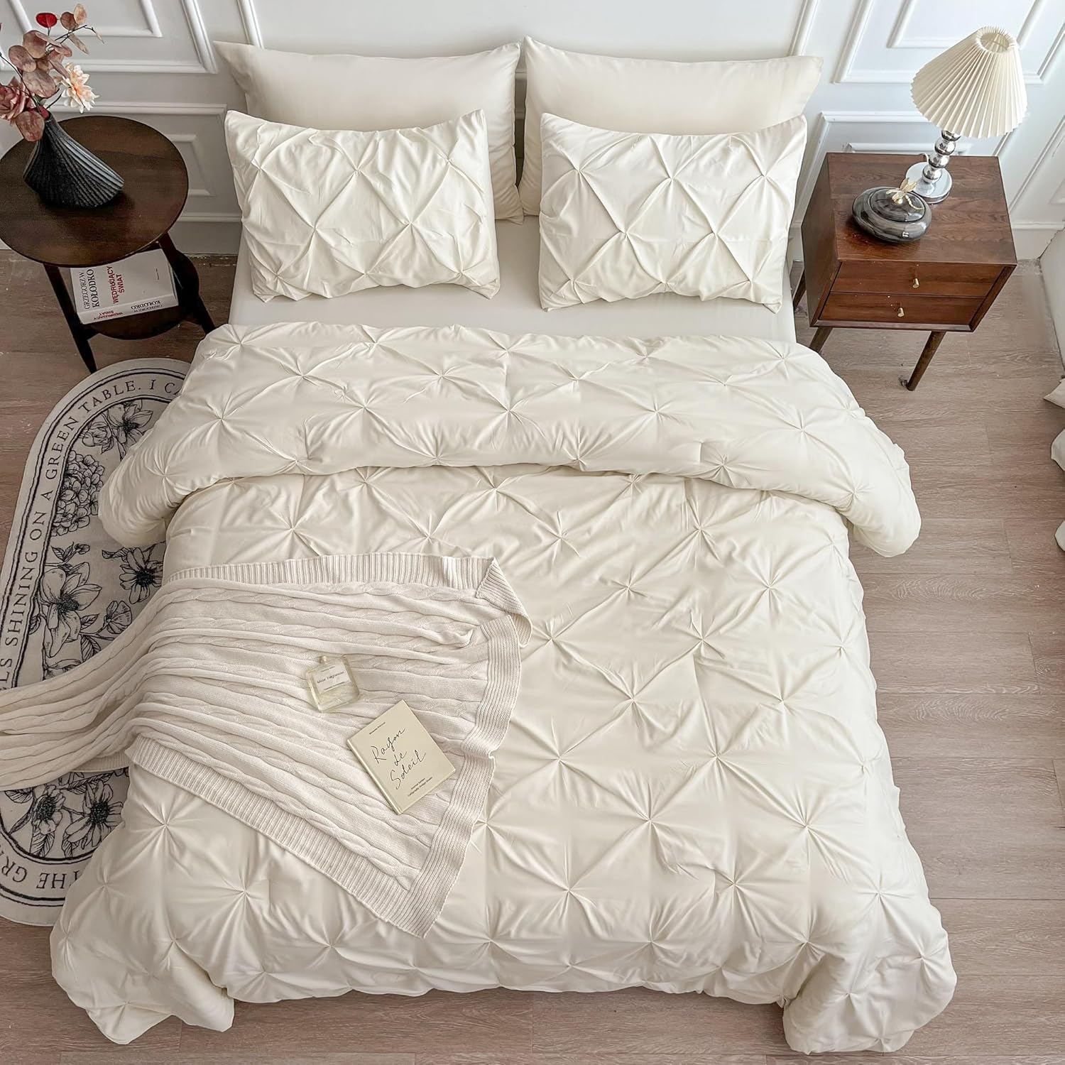 Juego de cama con pliegues modernos en una bolsa: juego alternativo de 7 piezas con pliegues hacia abajo