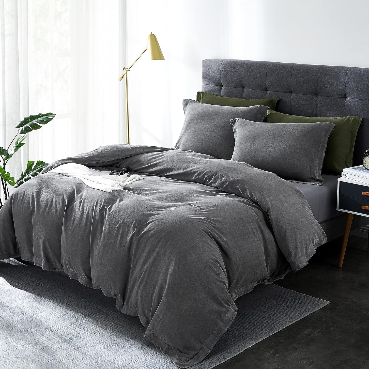 Ultra Soft Stone Washed Cotton Duvet Cover Set - 3 Pcs.