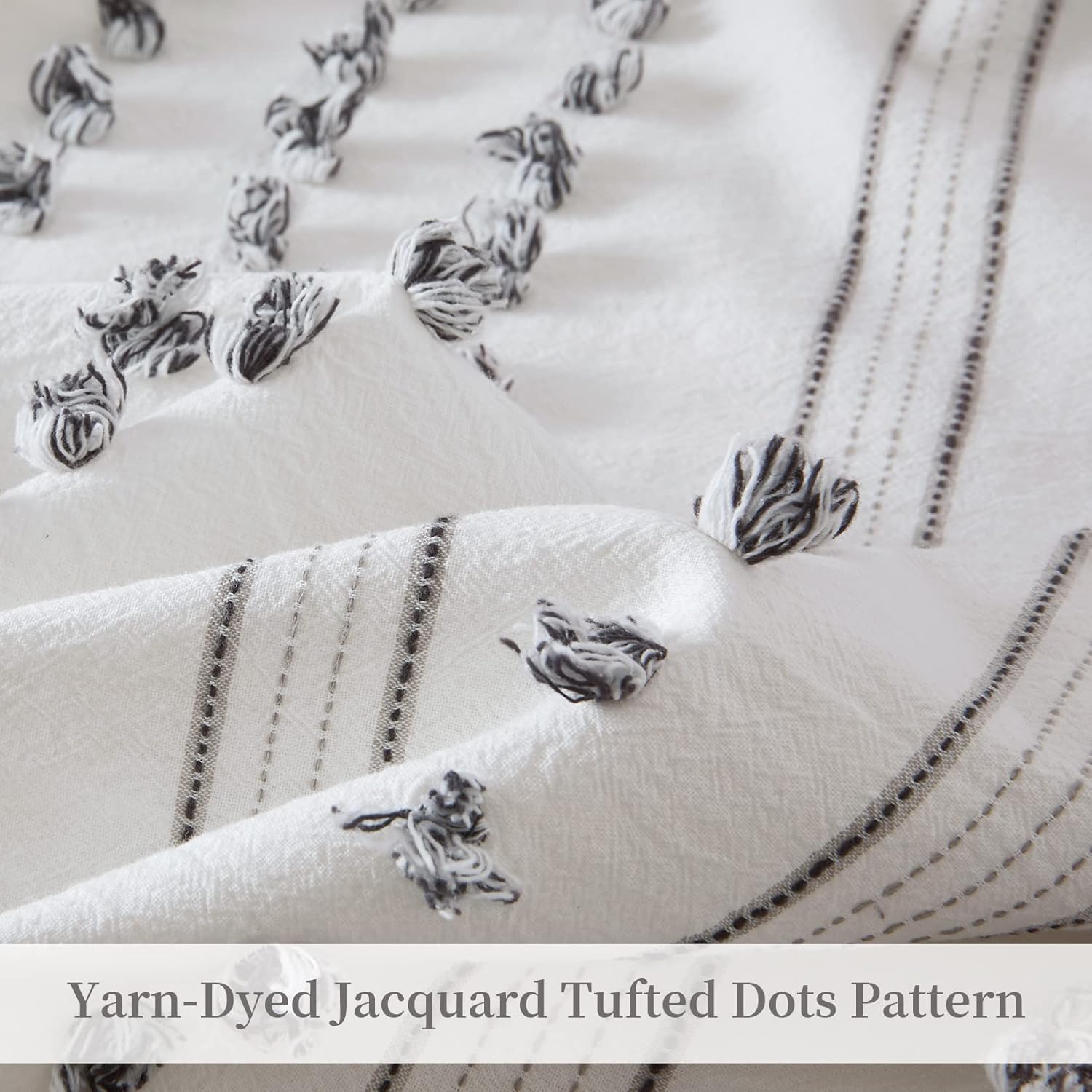 Funda nórdica texturizada con lunares con mechones - 3 piezas - Jacquard de algodón teñido en hilo