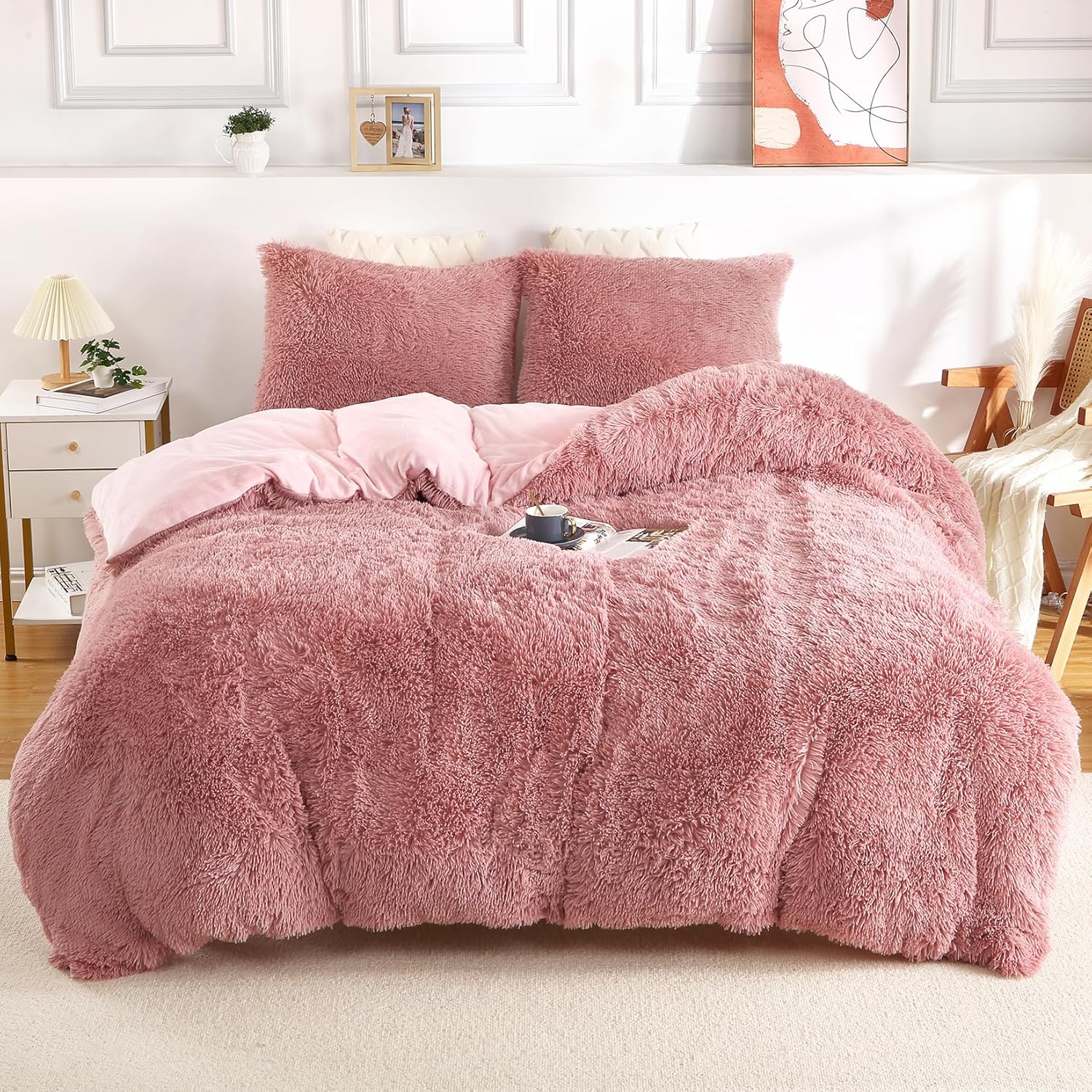 Fluffy Duvet Cover Set - 3 Pcs. Luxury Soft Faux Fur