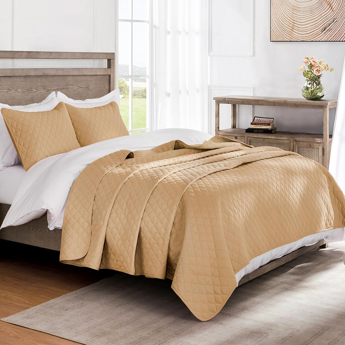 Reversible Ultrasonic All Season Quilt Set - 3 Pcs Lightweight Coverlet Set