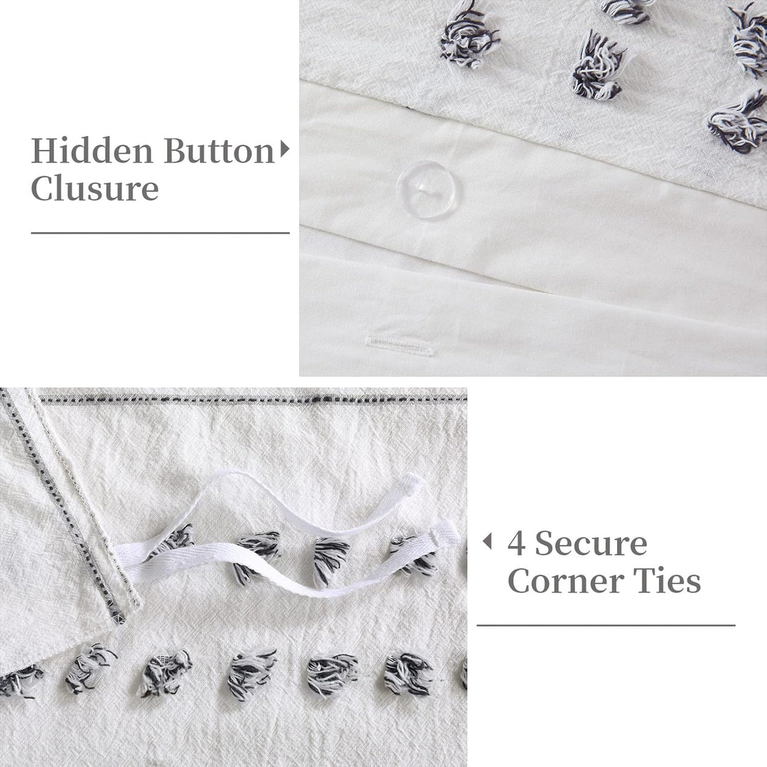 Tufted Dots Textured Duvet Cover - 3 Pcs. Yarn-Dyed Cotton Jacquard