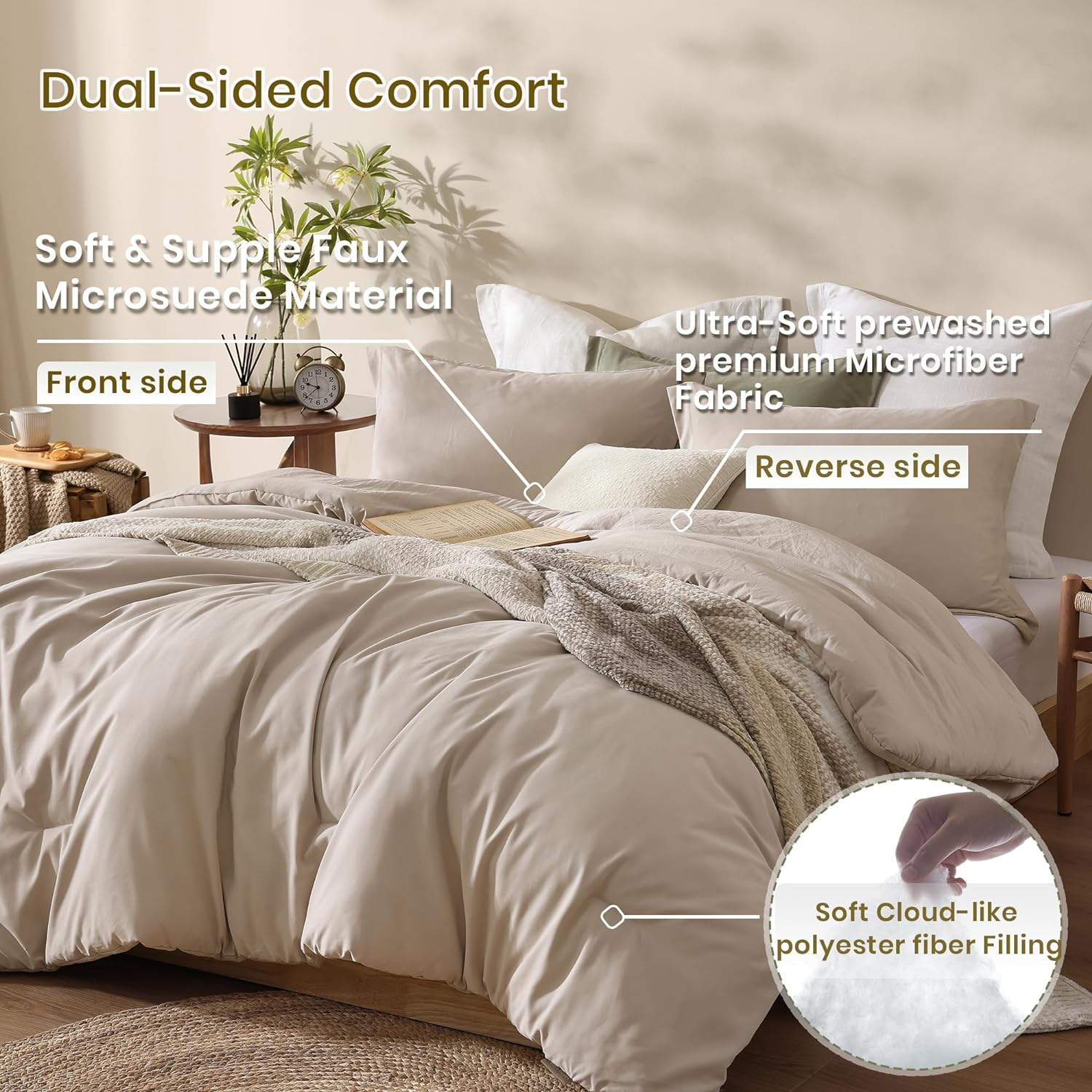 Boho Reversible Comforter Set - 3 Pcs Modern Farmhouse Bedding Set