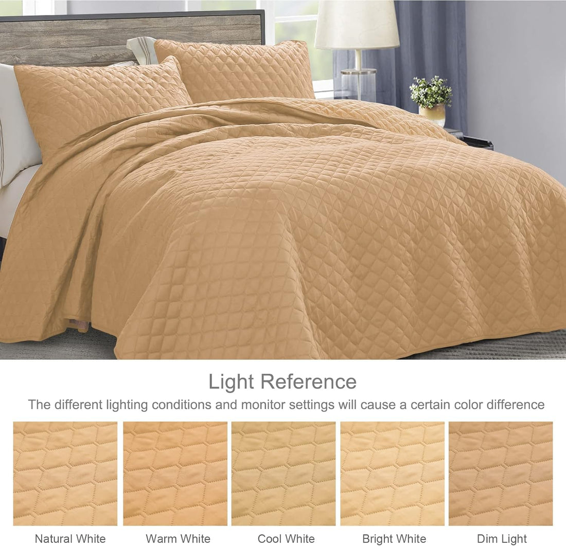 Reversible Ultrasonic All Season Quilt Set - 3 Pcs Lightweight Coverlet Set