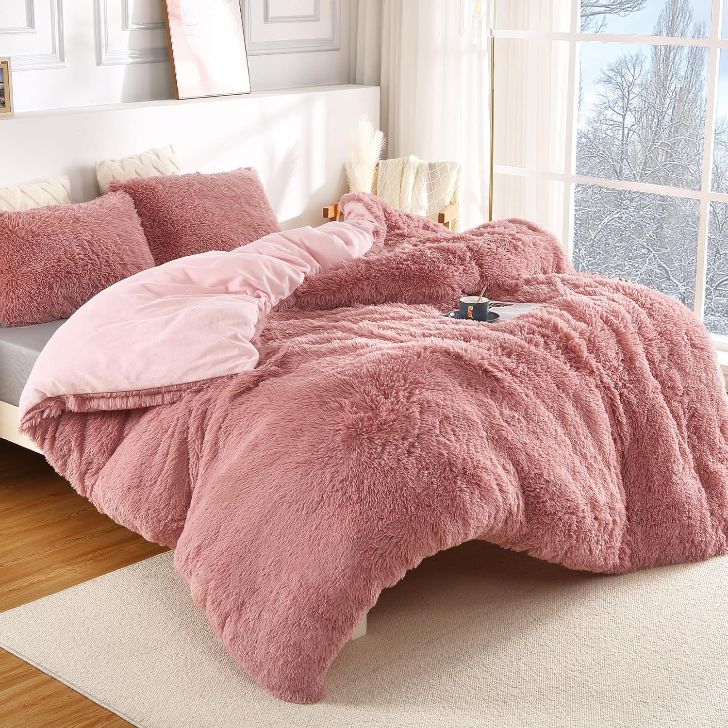 Fluffy Duvet Cover Set - 3 Pcs. Luxury Soft Faux Fur