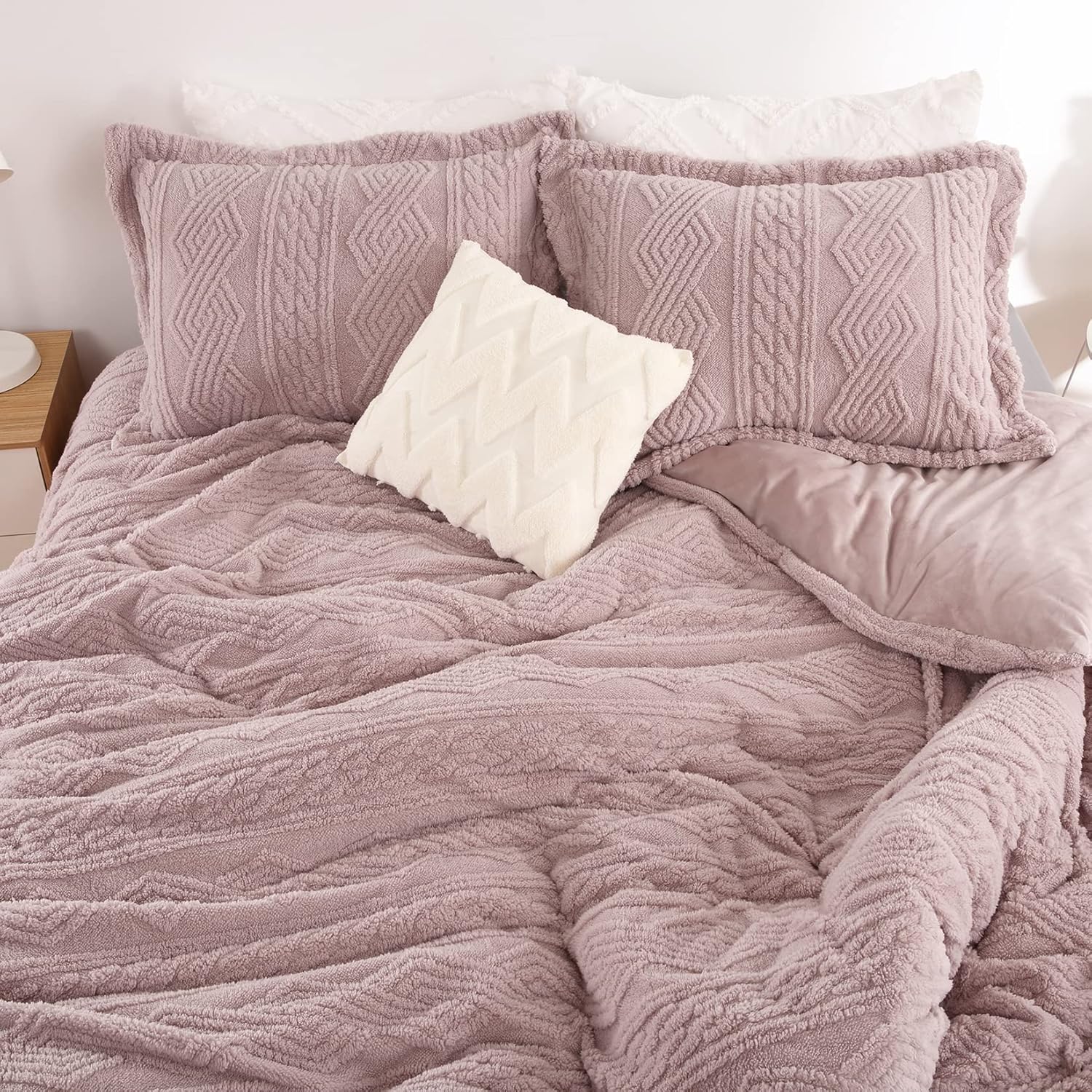 Fluffy Tufted Faux Fur Duvet Cover Set - 3 Pcs. Shaggy Fuzzy Sherpa