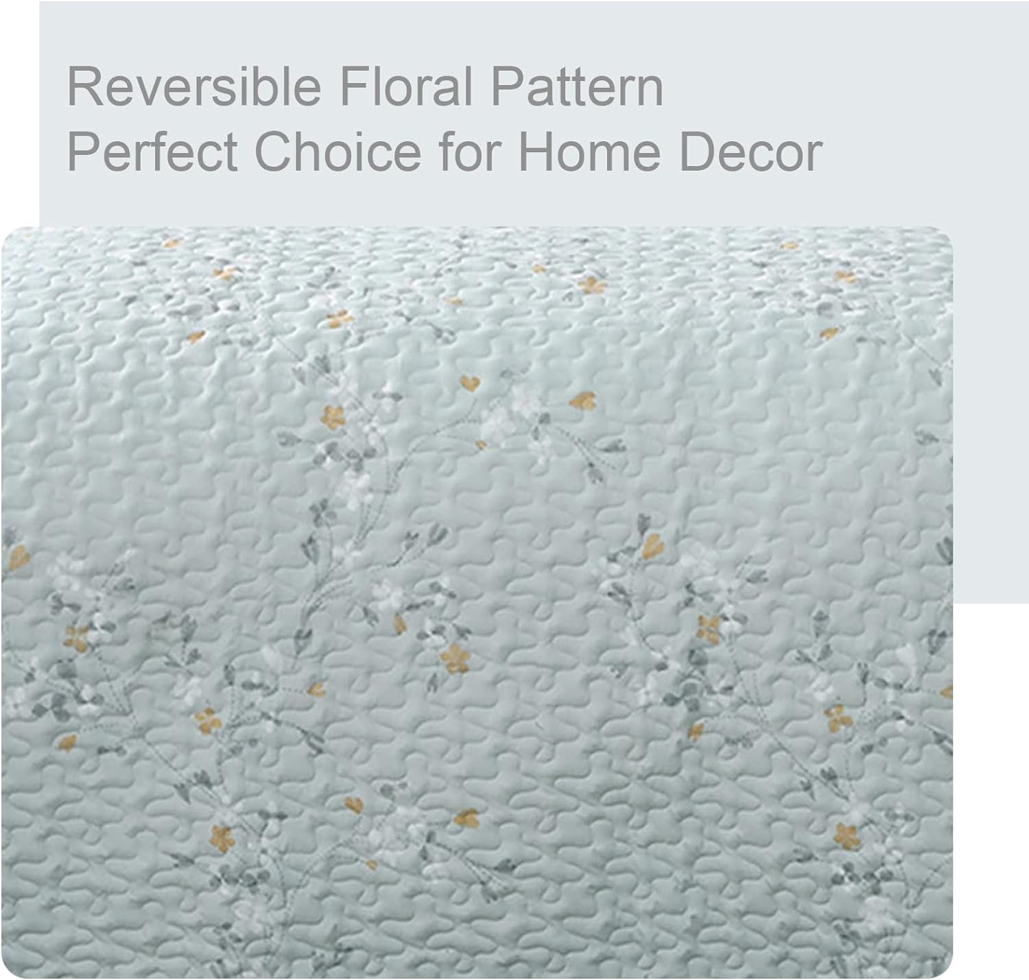 Reversible Floral All Season Quilt Set - 3 Piece Soft Lightweight Bedspread