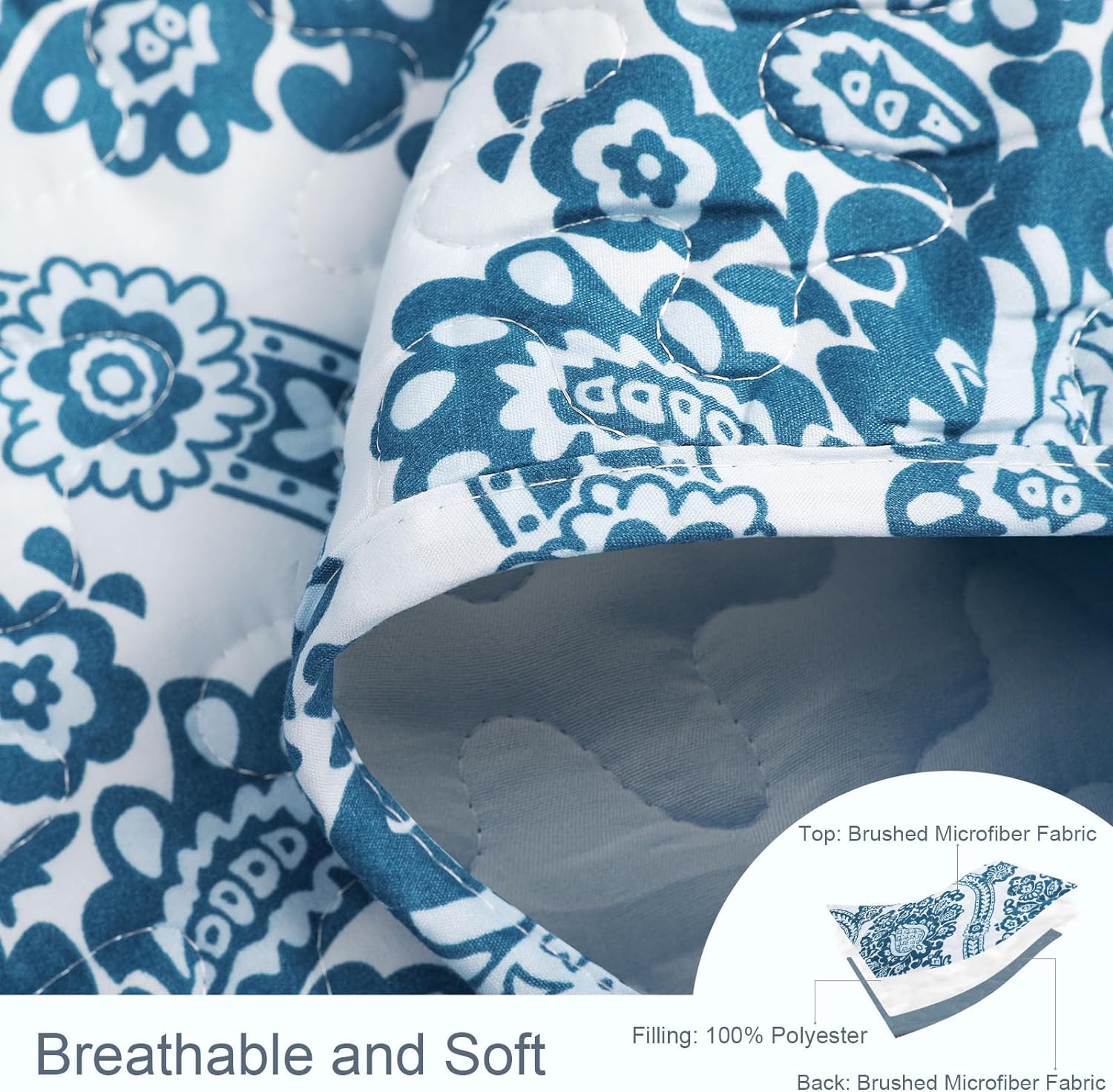 Reversible Damask Boho Quilt Set - 3 Pieces All Season Ultra Soft Bedspread