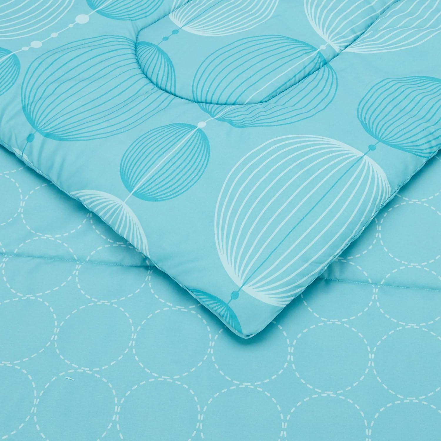 Full/Queen Comforter Set with Sheets, 5-Piece Industrial Teal Bedding, Lightweight Microfiber Bed-in-a-Bag