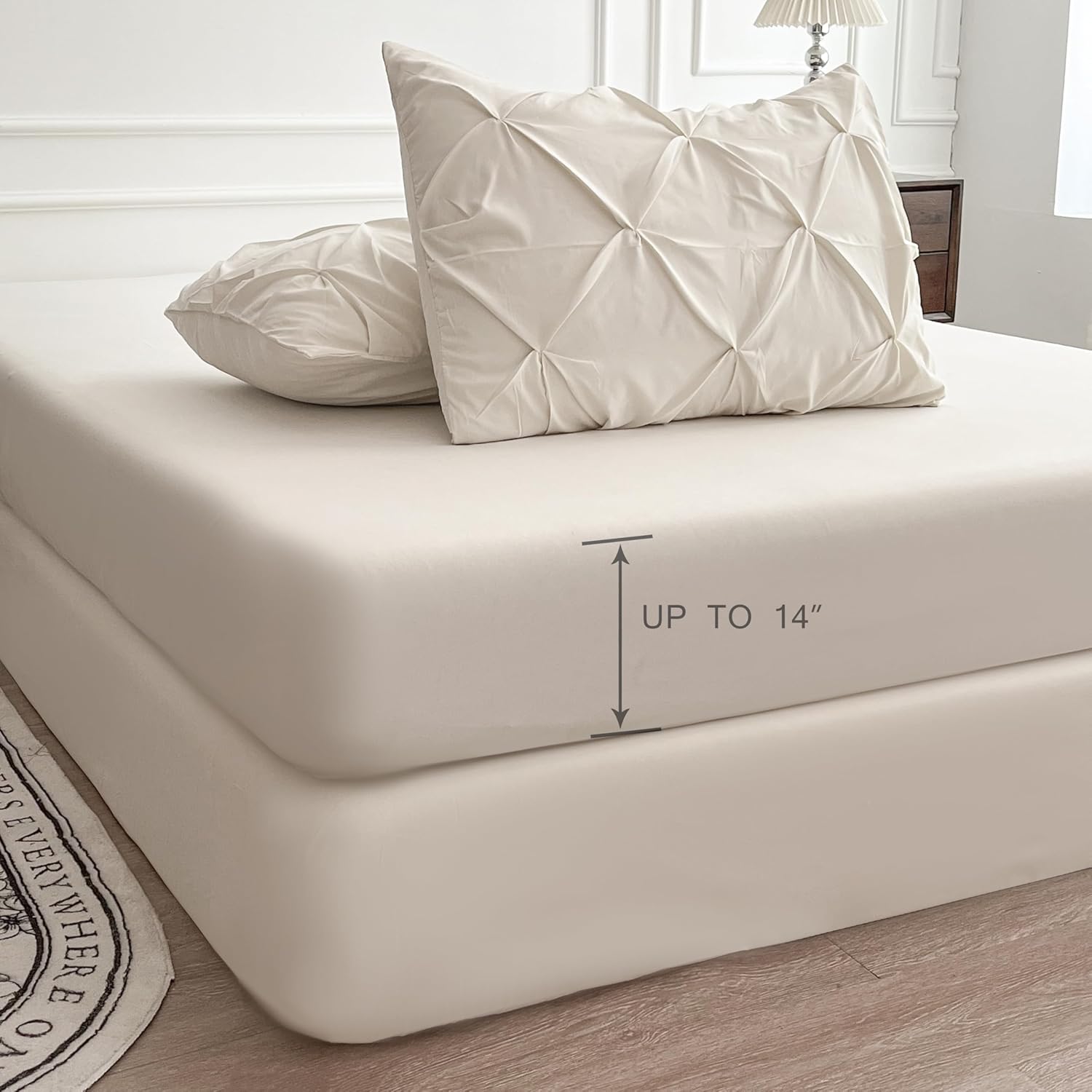 Juego de cama con pliegues modernos en una bolsa: juego alternativo de 7 piezas con pliegues hacia abajo