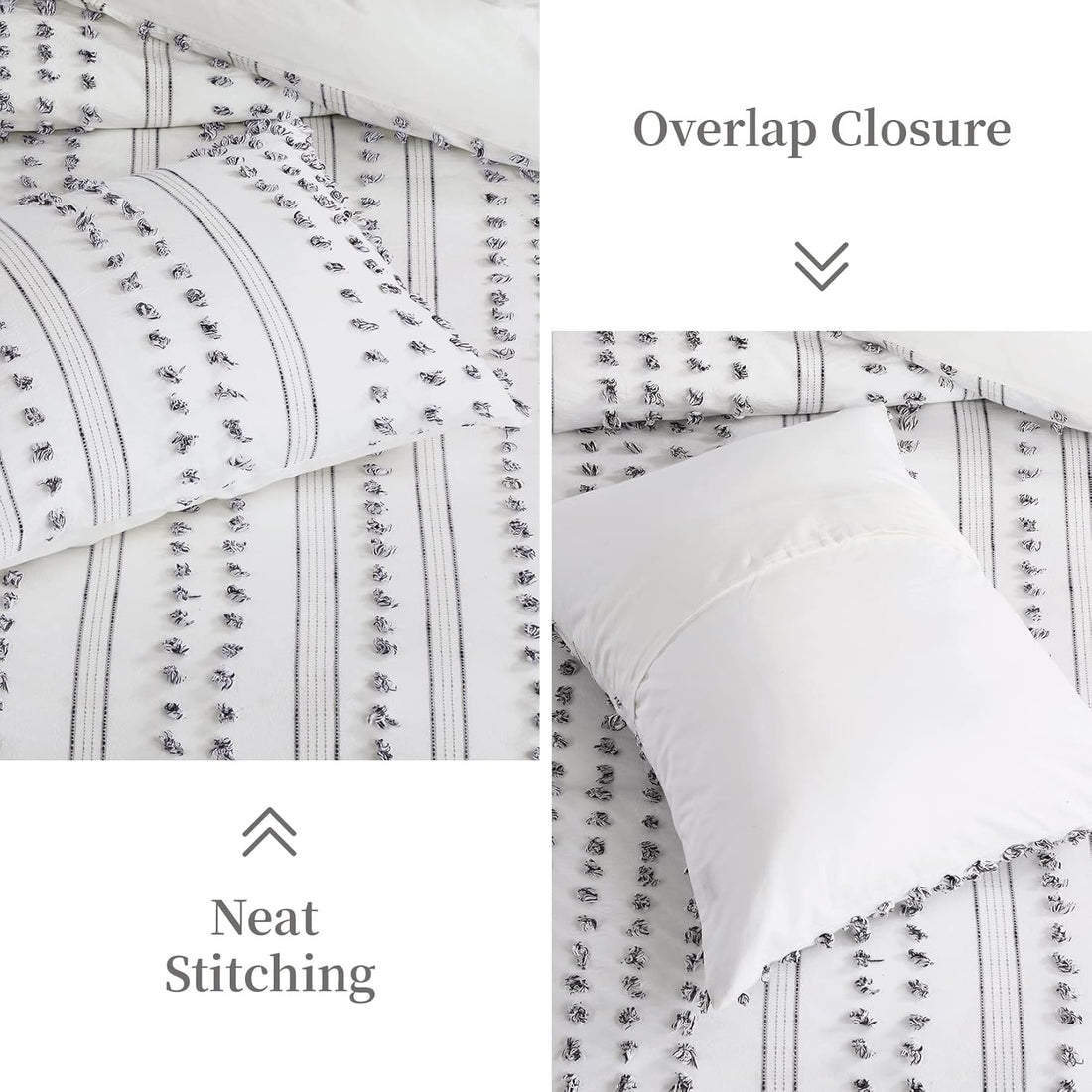 Tufted Dots Textured Duvet Cover - 3 Pcs. Yarn-Dyed Cotton Jacquard