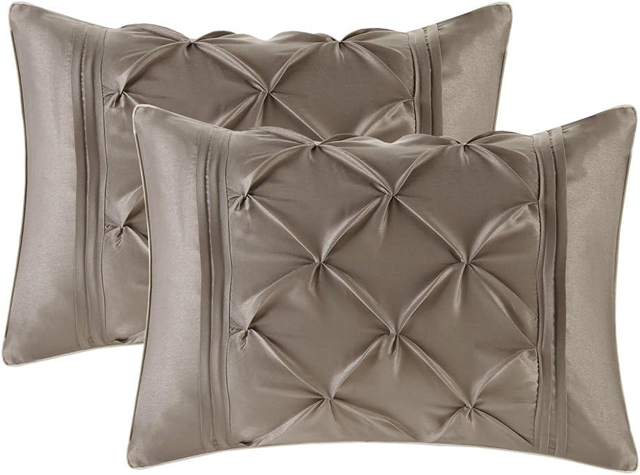 Luxe Faux Silk Tufted Diamond Room in a Bag Set - 24 Pcs. with Matching Curtains, Decorative Pillows