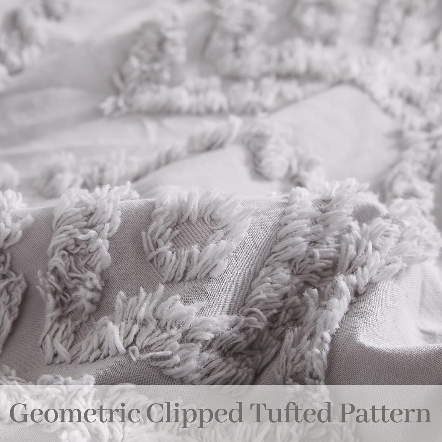 Juego de funda nórdica de algodón jacquard, 3 piezas, diseño geométrico de chenilla boho