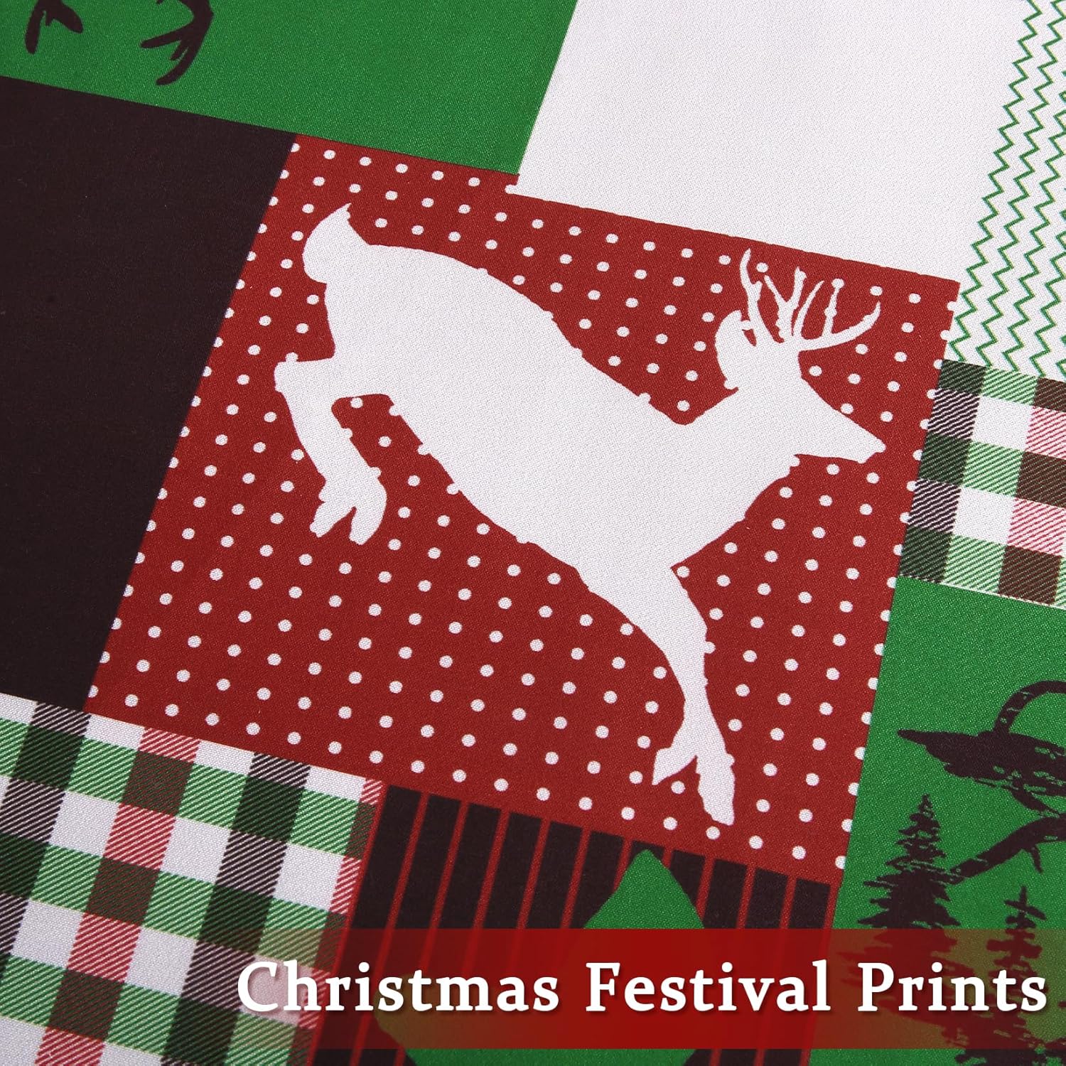 Christmas Duvet Cover Set - 3 Pcs. Reindeer Multi-Colored Patchwork