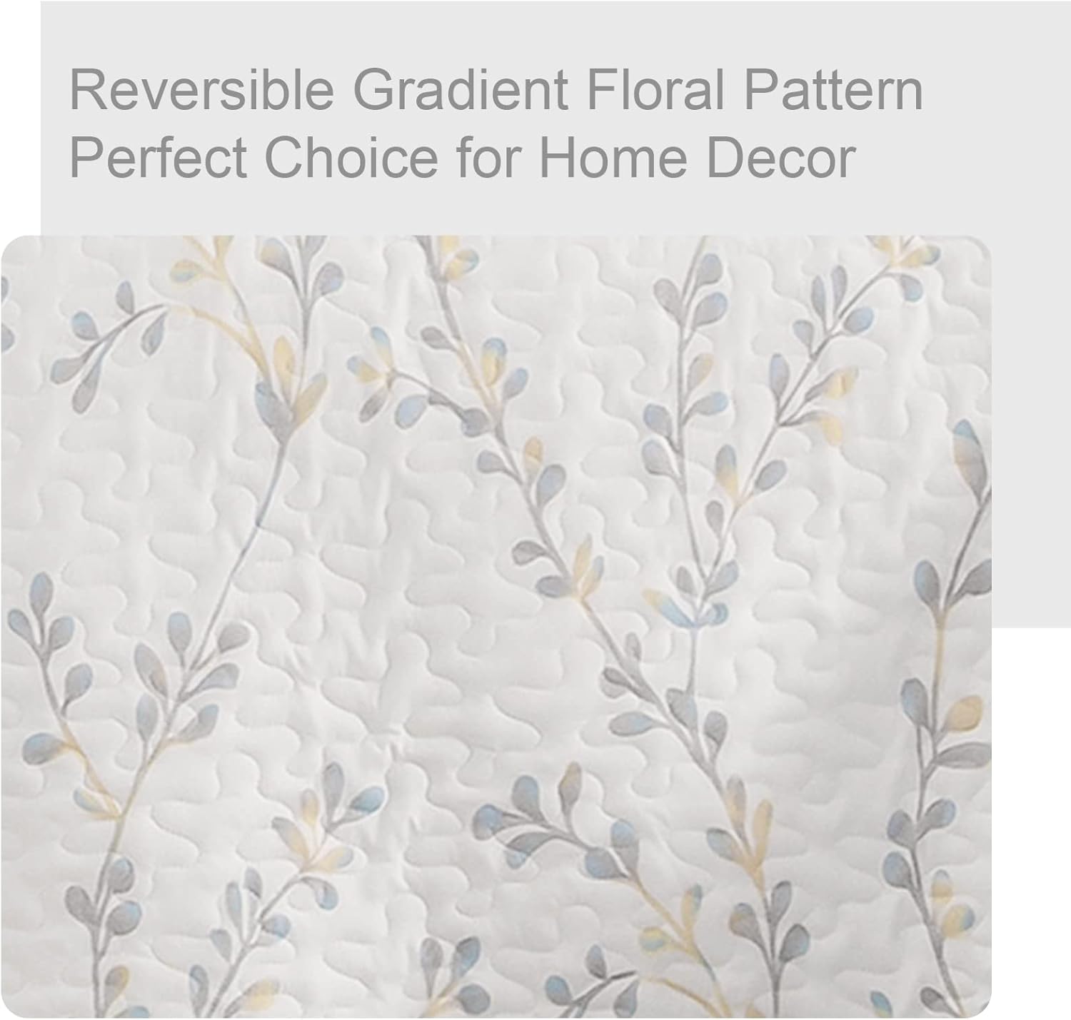 Reversible Lightweight Floral Quilt Set - 3 Piece Soft All Season Bedspreads