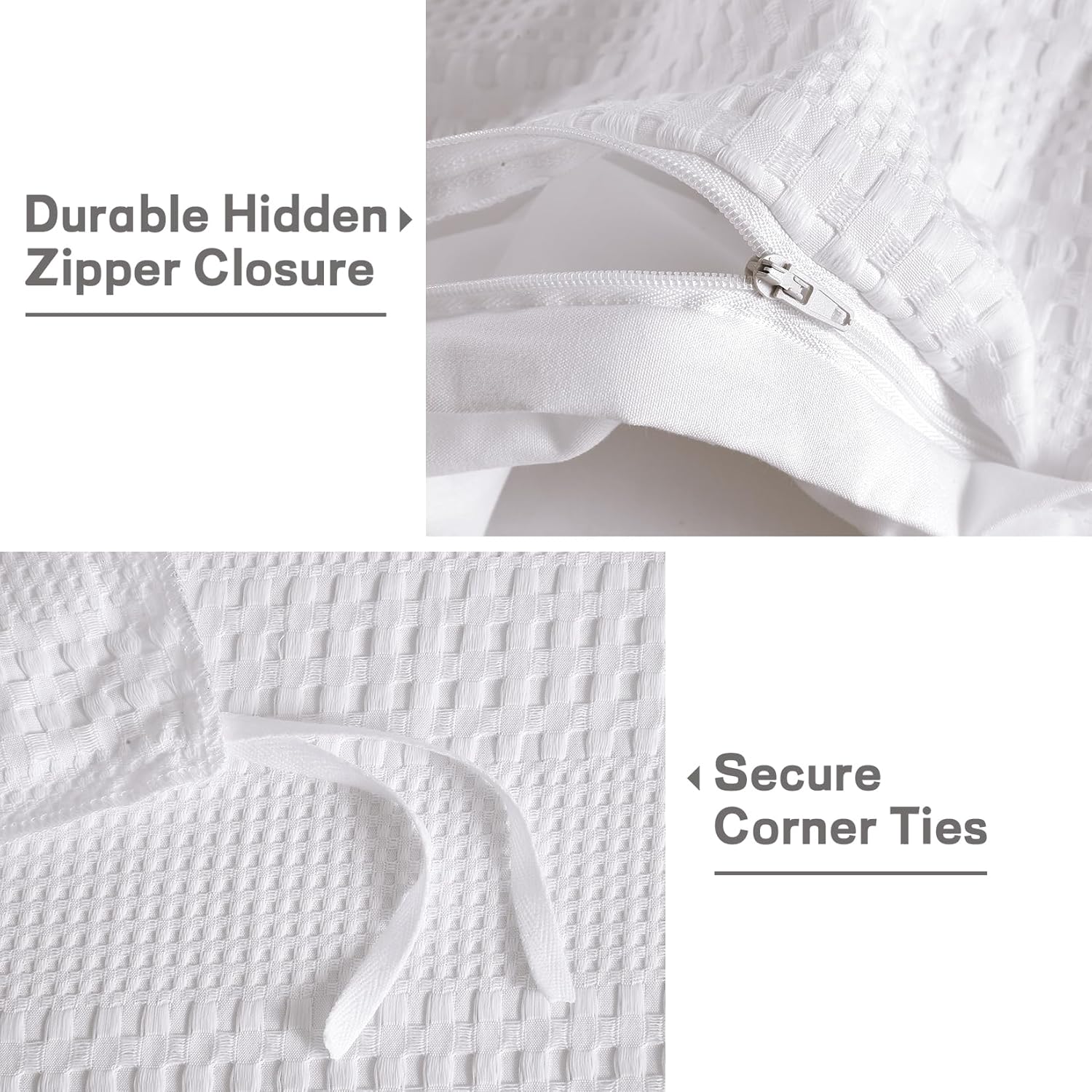 Waffle Weave Duvet Cover Set - 3 Pcs. Textured & Breathable