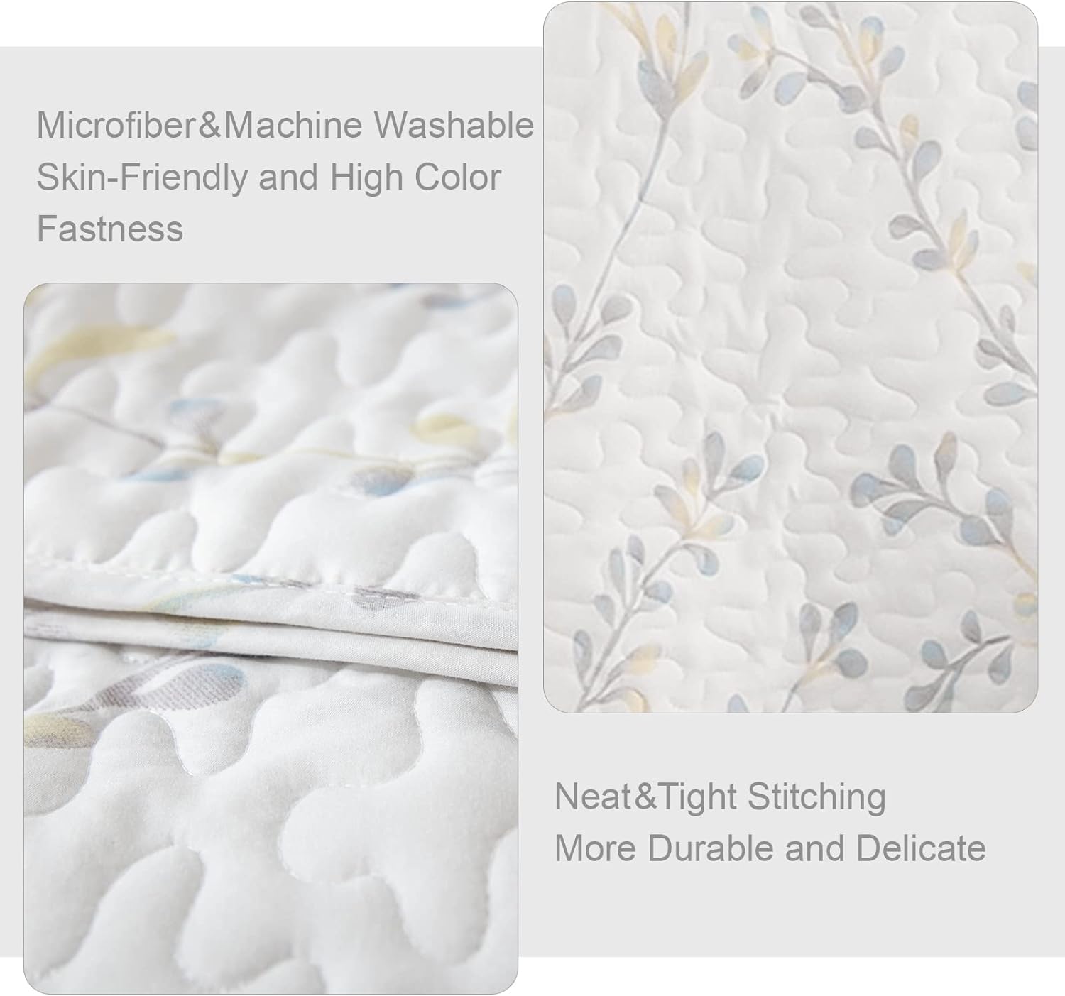 Reversible Lightweight Floral Quilt Set - 3 Piece Soft All Season Bedspreads