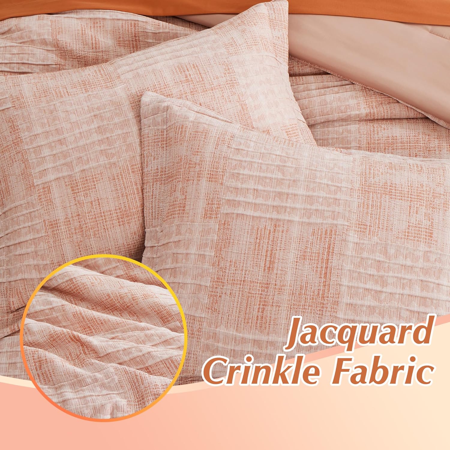 Dual-Tone Crinkle Bed in a Bag Set - 7 Pcs Textured Comforter Set