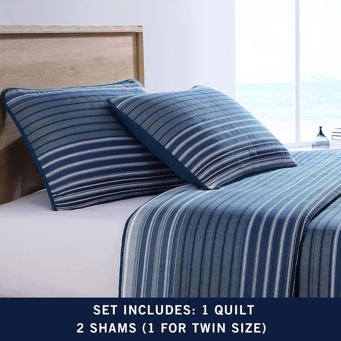 Reversible Cotton-Blend All Season Quilt Set - 3 Pcs Bedding Set w/ Matching Shams
