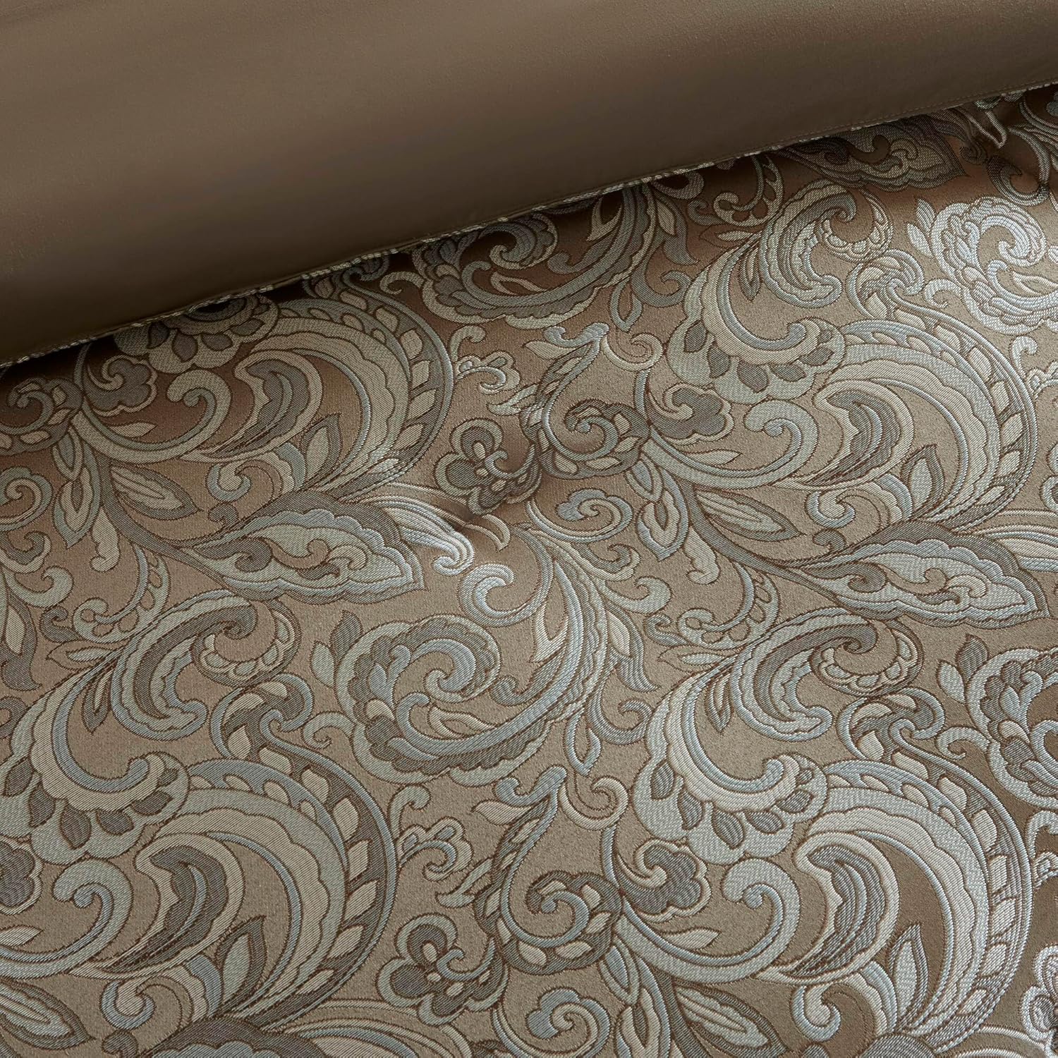 Luxe Faux Silk Jacquard Paisley Room in a Bag - 24 Pcs. with Matching Curtains, Decorative Pillows