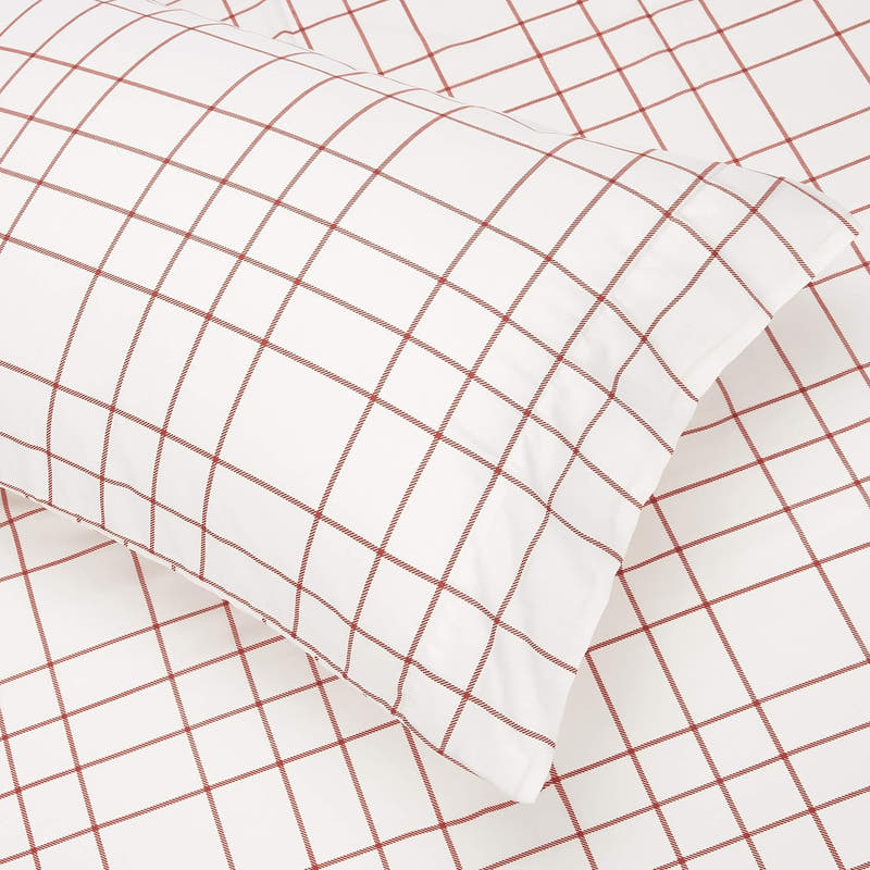 Juego de edredón reversible tamaño matrimonial/queen con sábanas, juego de cama de 5 piezas con rayas simples rojas, microfibra liviana Bed-in-a-Bag