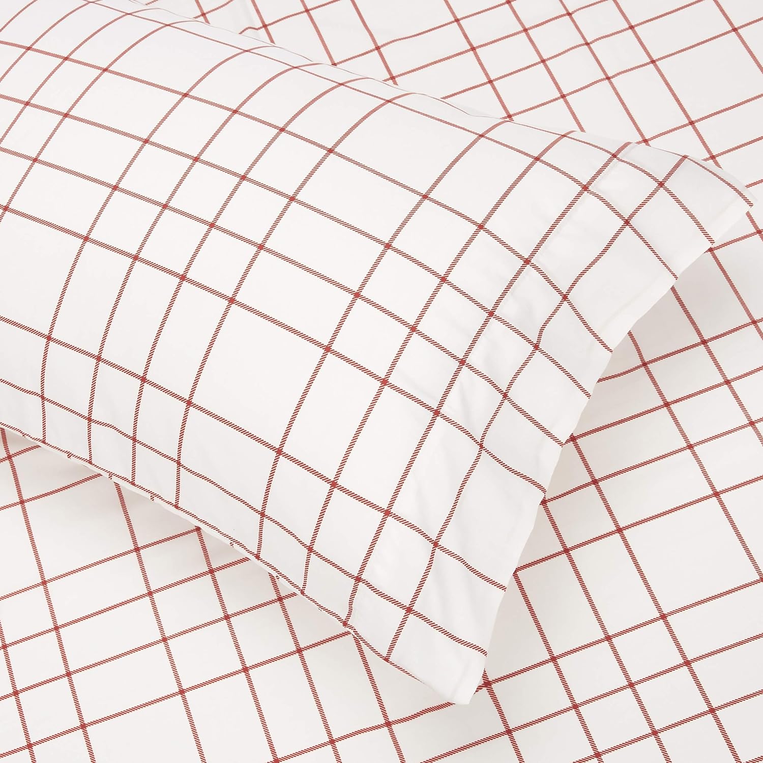 Full/Queen Reversible Comforter Set with Sheets, 5-Piece Red Simple Stripe Bedding, Lightweight Microfiber Bed-in-a-Bag