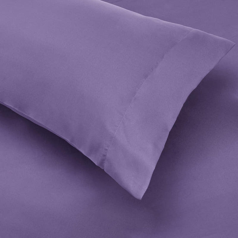 Juego de edredón tamaño matrimonial/queen con sábanas, ropa de cama de 5 piezas con estampado floral morado, microfibra liviana Bed-in-a-Bag