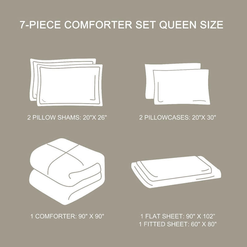 Juego de cama reversible bohemio moderno en una bolsa: juego de 7 piezas de edredón con rayas geométricas