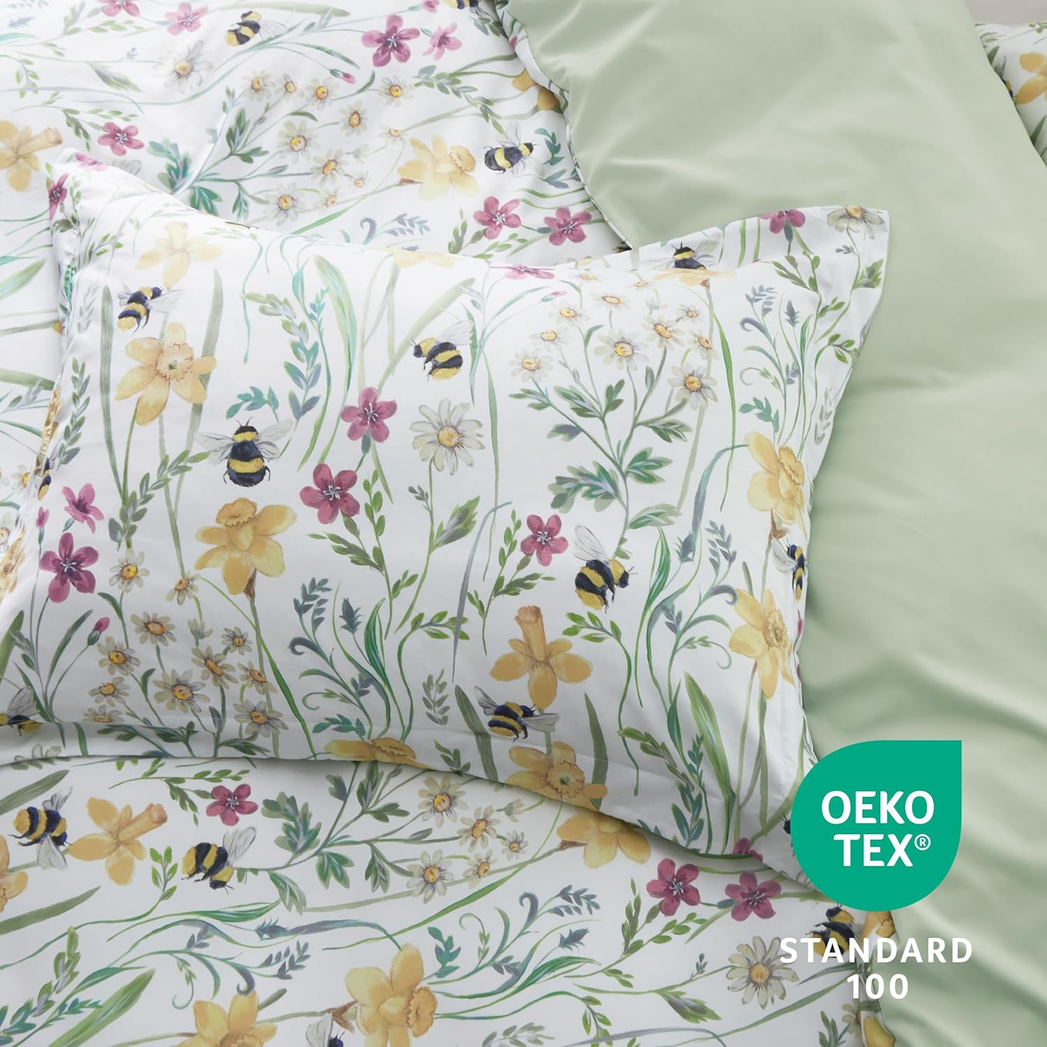 Juego de edredón reversible con motivos florales, 3 piezas. Juego de ropa de cama botánico