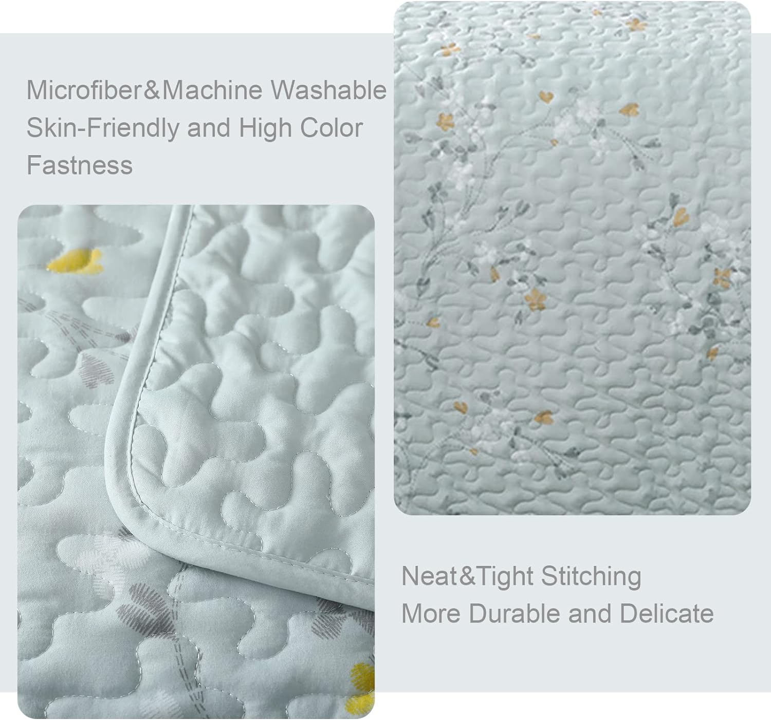 Reversible Floral All Season Quilt Set - 3 Piece Soft Lightweight Bedspread