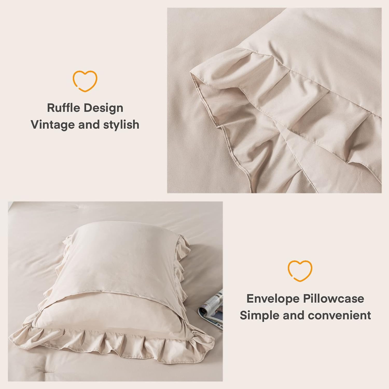 Juego de edredón Queen de color caqui, juego de cama Shabby Chic de estilo rústico de 3 piezas para cama Queen, juego de cama de microfibra suave y liviano para todas las estaciones para hombres y mujeres